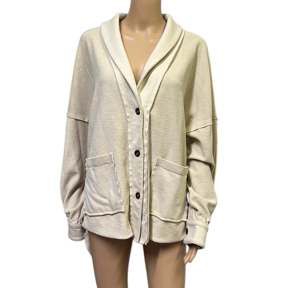 Blue B Cream Tan Button Up Double Pocket Collared Jacket Womens Large